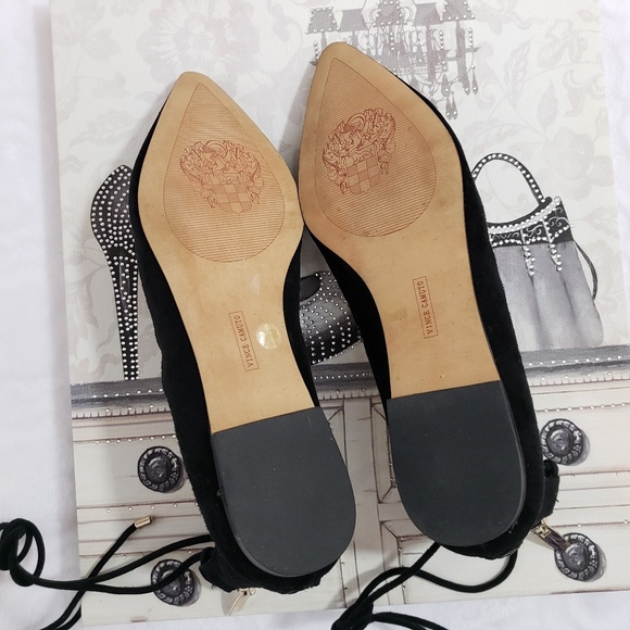 Vince Camuto Leather Pointed Lace Up Flats - Picture 4 of 8